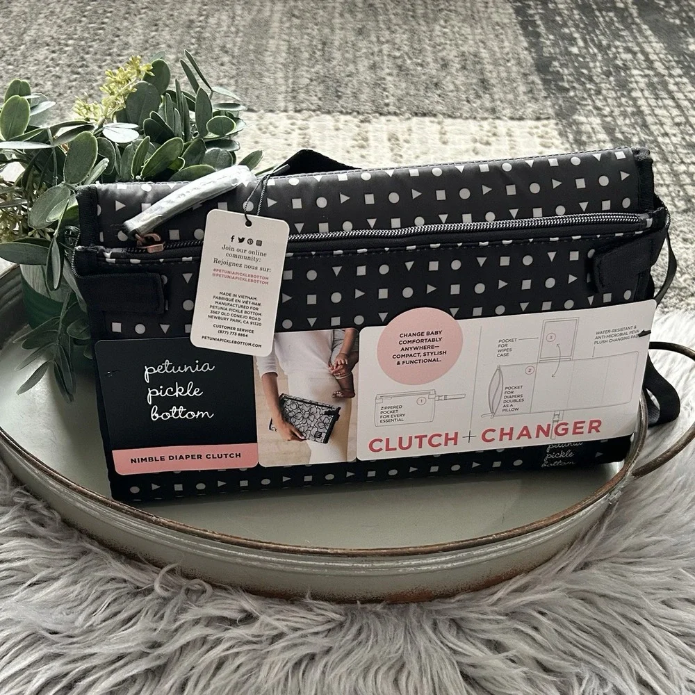 Petunia Pickle Bottom Black‎ Nimble Diaper Clutch/Paci Holder Bundle Neo Geo $85